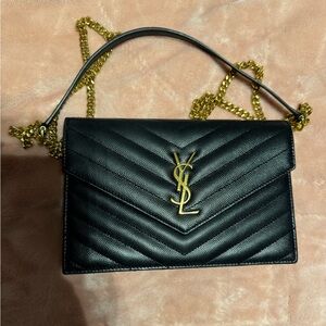Saint Laurent | Wallet on Chain | Black Leather & Gold Hardware